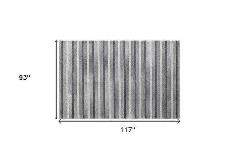 9' X 12' Gray Wool Striped Hand Woven Area Rug