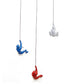 Set of Three Blue Red And White Resin Climbing Man Hanging Dimensional Sculpture