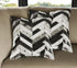 Set of Two 18" Black and Natural Chevron Cowhide Throw Pillows