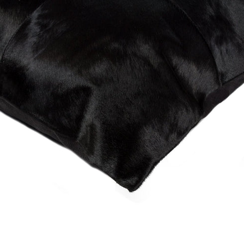 Set of Two 18" Black Cowhide Throw Pillows