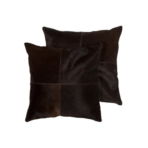 Set of Two 18" Brown Cowhide Throw Pillows