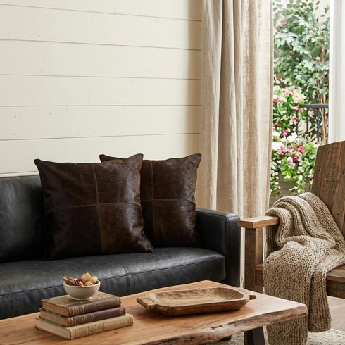 Set of Two 18" Brown Cowhide Throw Pillows
