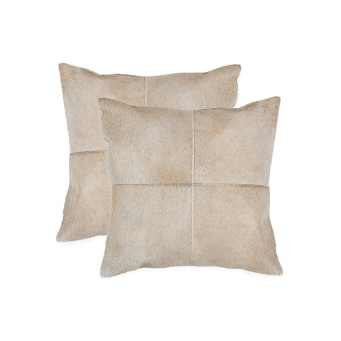 Set of Two 18" Natural Cowhide Throw Pillows