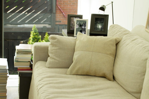 Set of Two 18" Natural Cowhide Throw Pillows