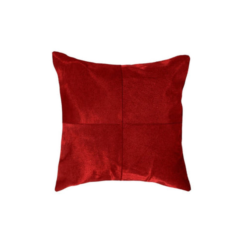 Set of Two 18" Red Cowhide Throw Pillows