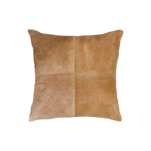 Set of Two 18" Tan Cowhide Throw Pillows
