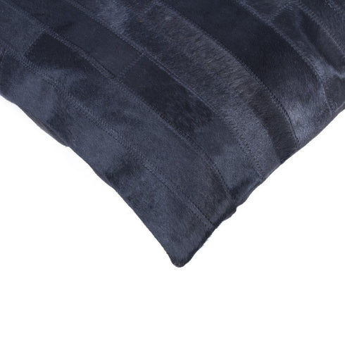 Set of Two 18" Black Cowhide Throw Pillows