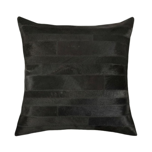 Set of Two 18" Black Cowhide Throw Pillows