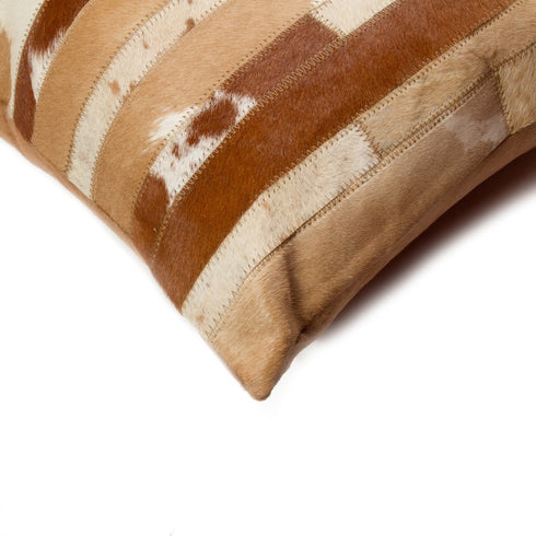 Set of Two 18" Brown And White Cowhide Throw Pillows