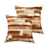 Set of Two 18" Brown And White Cowhide Throw Pillows