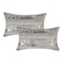 Set of Two 12" X 20" Gray and Silver Striped Cowhide Lumbar Throw Pillows with Glitter