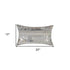 Set of Two 12" X 20" Gray and Silver Striped Cowhide Lumbar Throw Pillows with Glitter