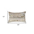 Set of Two 12" X 20" Natural and Gold Patchwork Cowhide Lumbar Throw Pillows with Glitter