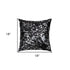 Set of Two 18" Black and Silver Abstract Cowhide Throw Pillows with Glitter