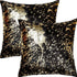 Set of Two 18" Brown And Gold Cowhide Throw Pillows