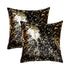 Set of Two 18" Brown And Gold Cowhide Throw Pillows