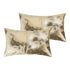 Set of Two 12" X 20" Natural And Gold Lumbar Cowhide Throw Pillows