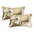 Set of Two 12" X 20" Natural And Gold Lumbar Cowhide Throw Pillows