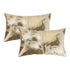 Set of Two 12" X 20" Natural And Gold Lumbar Cowhide Throw Pillows