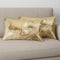 Set of Two 12" X 20" Natural And Gold Lumbar Cowhide Throw Pillows