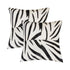 Set of Two 18" White and Black Zebra Cowhide Throw Pillows