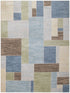 9' X 12' Blue Brown And Tan Geometric Washable Area Rug