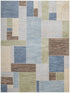 9' X 12' Blue Brown And Tan Geometric Washable Area Rug