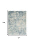 7' X 9' Blue And Ivory Abstract Washable Area Rug