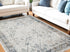 8' X 10' Blue and Ivory Floral Medallion Power Loom Distressed Washable Area Rug