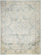 8' X 10' Blue and Ivory Floral Medallion Power Loom Distressed Washable Area Rug