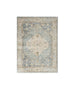 8' X 10' Blue and Silver Floral Medallion Power Loom Distressed Washable Area Rug