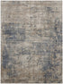9' X 12' Beige and Blue Abstract Power Loom Distressed Area Rug