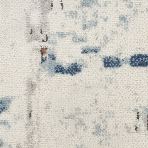 8' Beige And Blue Abstract Runner Rug