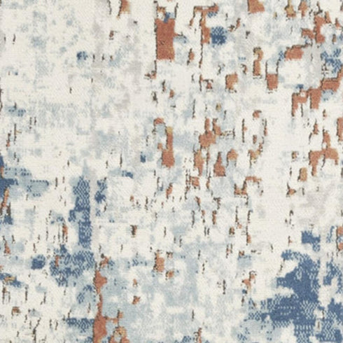 8' Beige And Blue Abstract Runner Rug