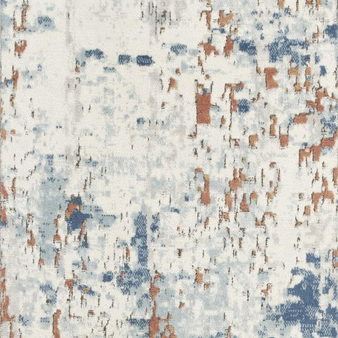 8' Beige And Blue Abstract Runner Rug