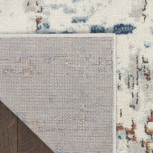 8' Beige And Blue Abstract Runner Rug
