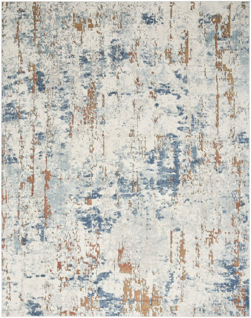 8' X 10' Beige And Blue Abstract Area Rug