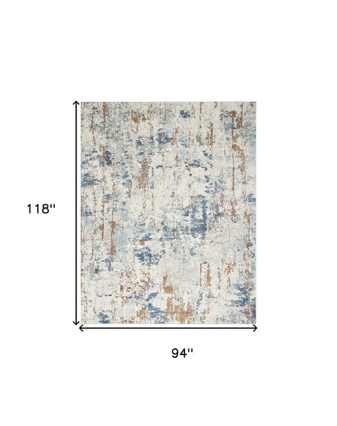 8' X 10' Beige And Blue Abstract Area Rug