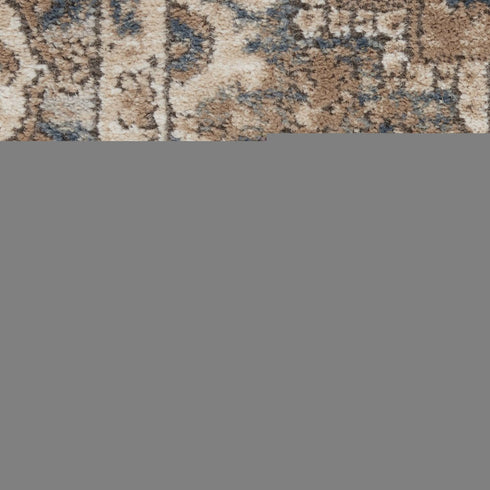 6' Beige And Gray Medallion Distressed Runner Rug