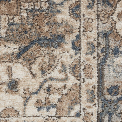6' Beige And Gray Medallion Distressed Runner Rug