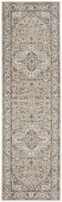 6' Beige And Gray Medallion Distressed Runner Rug