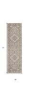 6' Beige And Gray Medallion Distressed Runner Rug