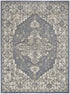 8' X 10' Blue and Ivory Medallion Power Loom Distressed Area Rug