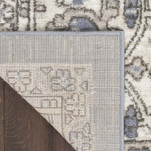 8' X 10' Blue and Ivory Medallion Power Loom Distressed Area Rug