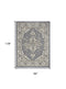 8' X 10' Blue and Ivory Medallion Power Loom Distressed Area Rug