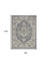 8' X 10' Blue and Ivory Medallion Power Loom Distressed Area Rug