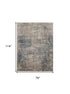 9' X 12' Beige and Blue Abstract Power Loom Distressed Area Rug