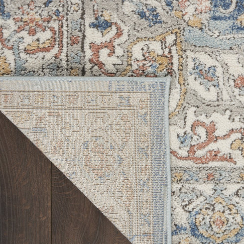 8' X 10' Blue And Ivory Medallion Distressed Area Rug
