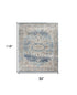 8' X 10' Blue And Ivory Medallion Distressed Area Rug
