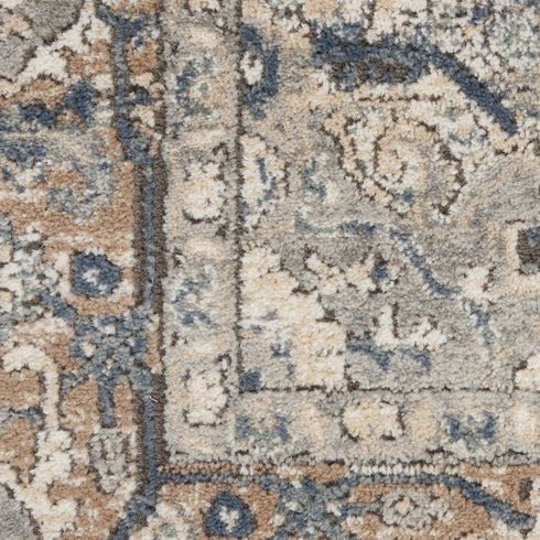 6' Gray And Ivory Medallion Distressed Runner Rug